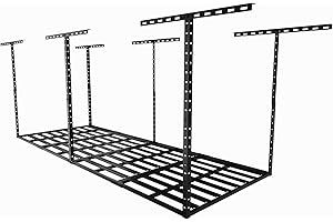 SunsGrove 3x8 Garage Storage Overhead Rack Organization, Adjustable Ceiling Mounted Storage Racks, 750LBS Weight Capacity, 22"-40" Ceiling Dropdown, Black