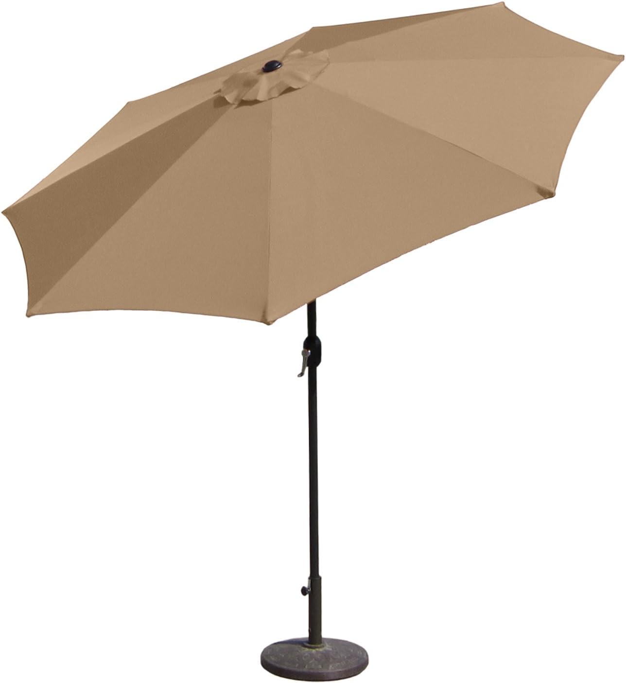 Amazon Com Budge Aluminum Patio Umbrella With Crank Lift And Tilt Function 9 Ft Tan Garden Outdoor