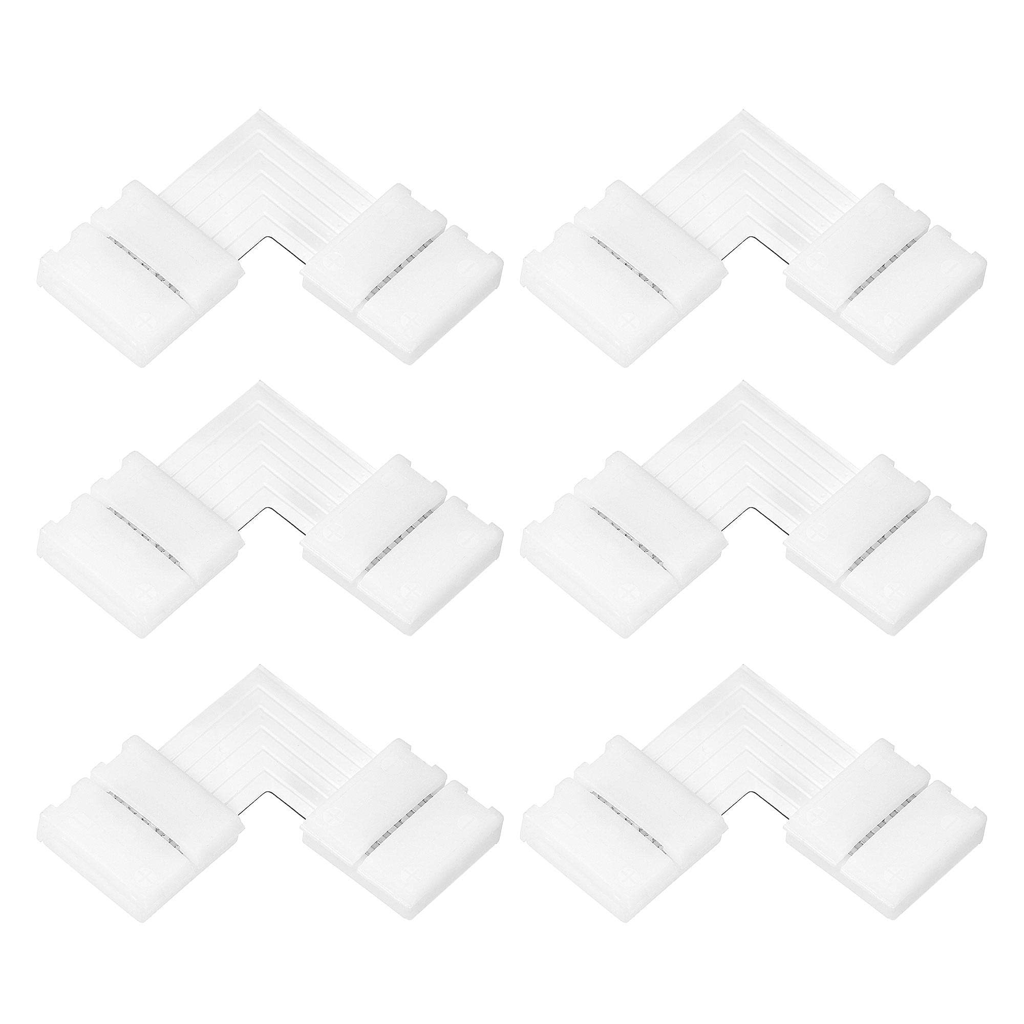 sourcing map 6 Pin 12mm 5050 LED Strip Light Solderless Gapless L Shape Connector White 6Pcs