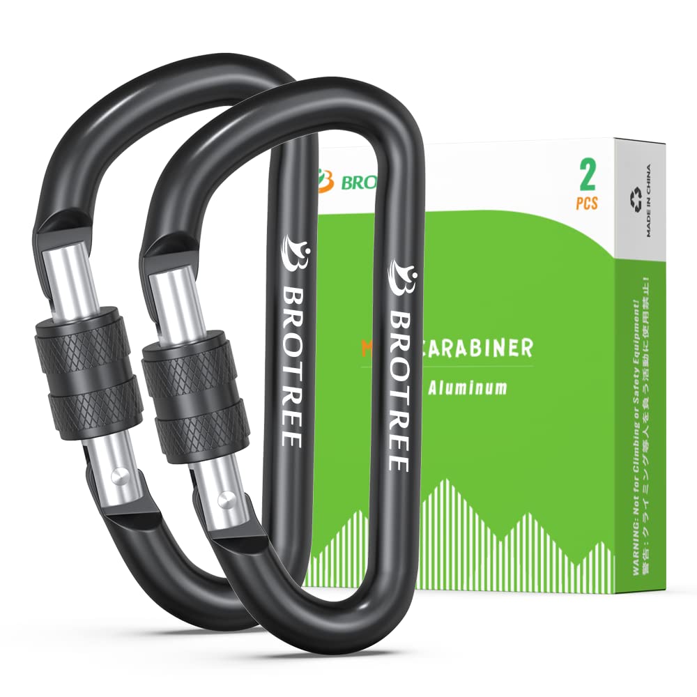 BROTREE Small Carabiner Clips Mini Locking Carabiner - 6cm Aluminum D-Ring
