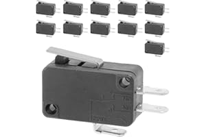 SINORS 12PCS Micro Limit Switch with Short Hinge Lever, Momentary Snap-in Micro Switch, 16A 125/250V AC, 12V DC SPDT 3Pin 1NO/1NC Limit Switch for Microwave Oven Freezer Arcade, KW7