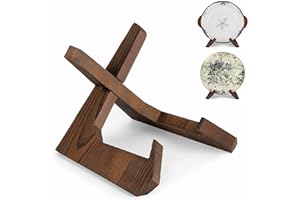 ANBOXIT Bowl Stands for Display, 6.5 Inch Plate Holder, Wooden Easel Frame Holder, Display Stand for Large Deep Platters and Dishes, 6.5" H x 9" W x 7.9" D (For Bowls under 5" in Depth)