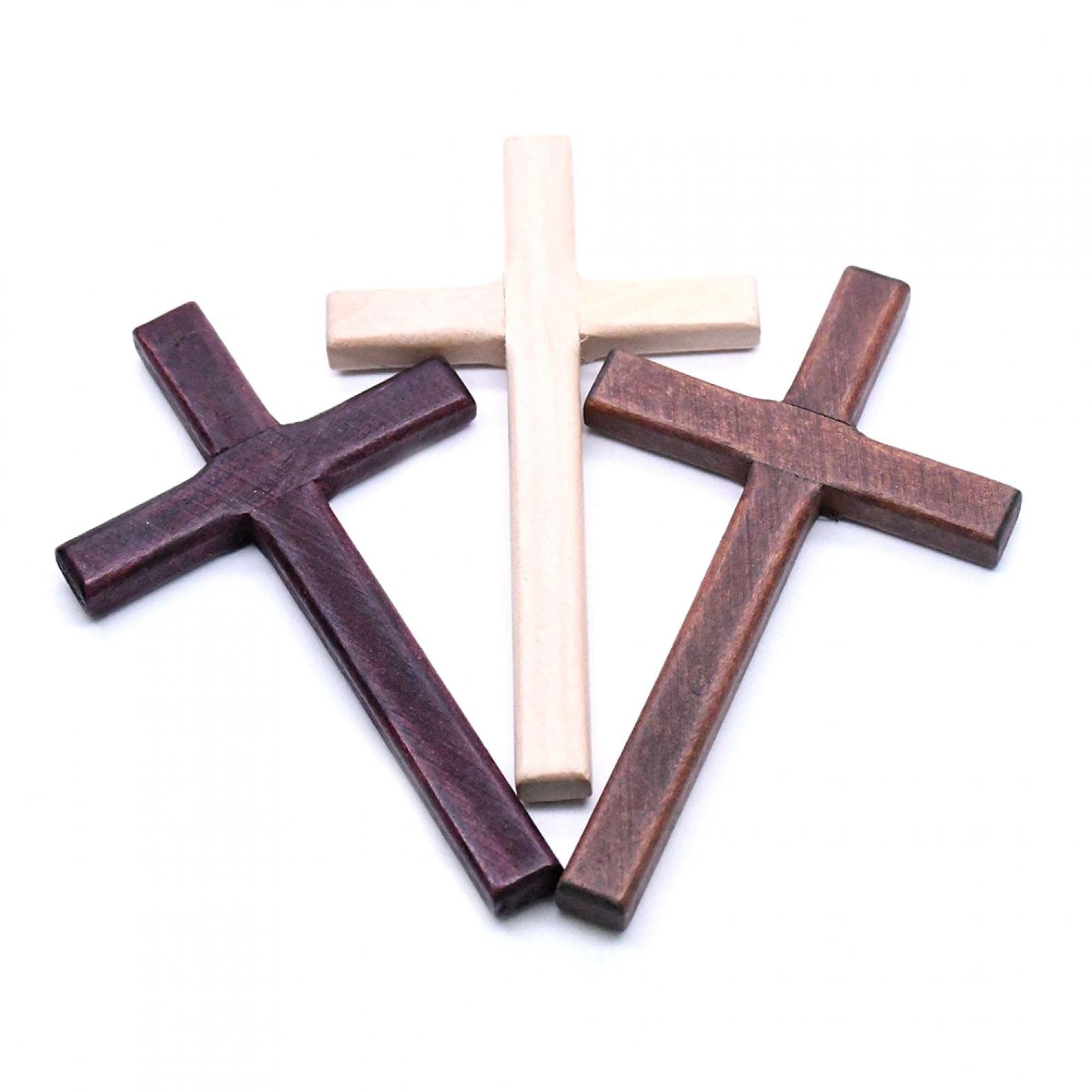 UxradG 2pcs Christ Wooden Crosses Hand Carvings Religious Cross Christian Pray Crucifix Jesus for Men & Women Ornaments For Church, House Warming,Wedding(Wine Red)