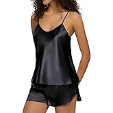 Guriyzee Pajama Sets for Women 2 Piece Silk Lingerie Sleepwear Satin Cami Pj Shorts Set Soft Nightwear
