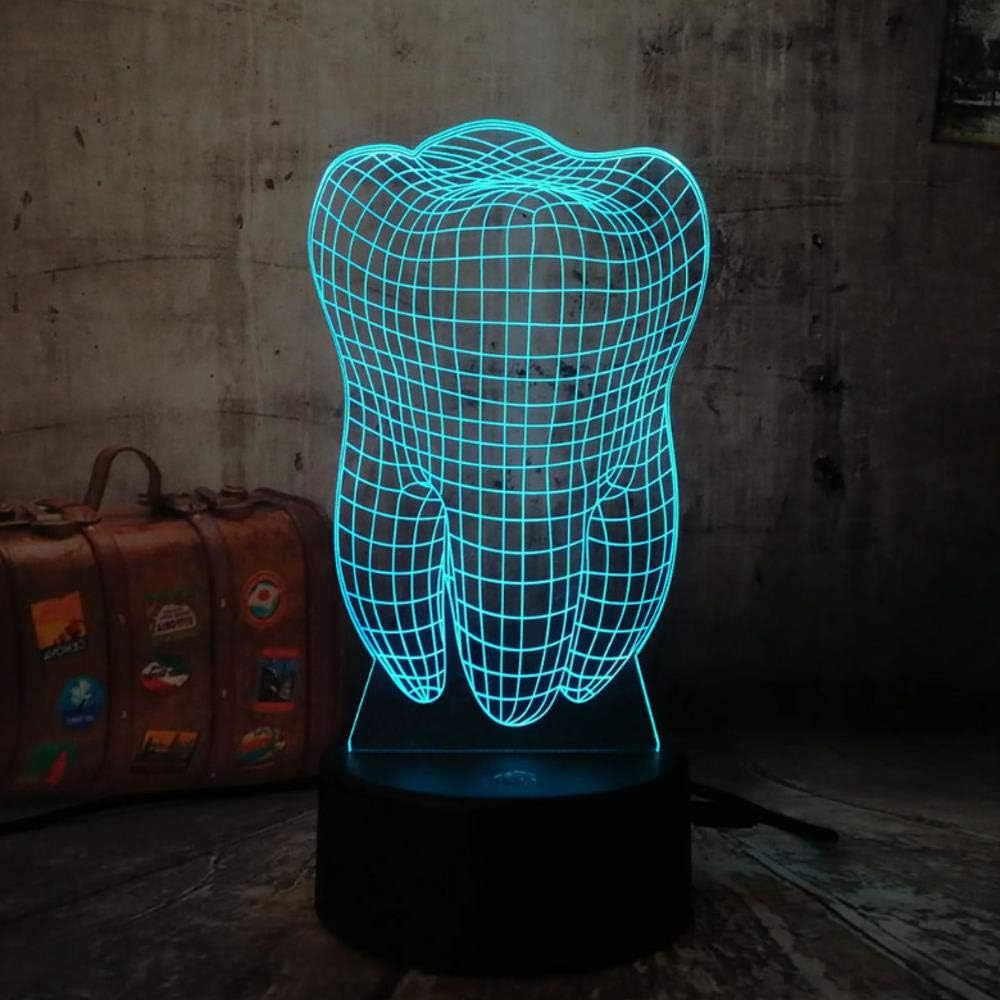 Creative Teeth 3D Led Night Light 7 Color Colorful Dentist Dental Decoration Bedroom Touch Table Cool Light Christmas Gift