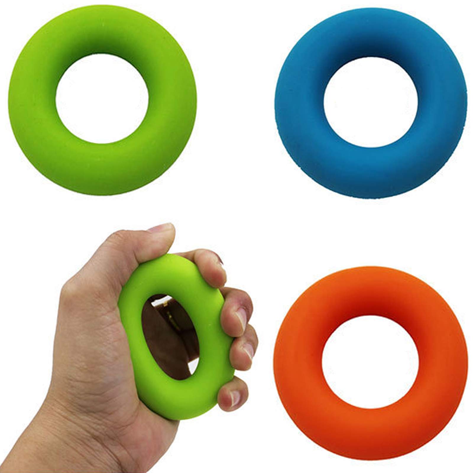 SHULLIN Pack of 3 Finger Trainer Silicone Hand Trainer Ring Hand Training Device Hand Muscle Trainer for Hand Muscle Wrist Forearm Strength Training Stress Relief (30/40/50 lb)