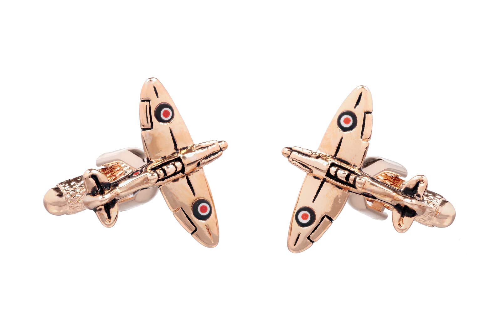 Onyx-Art London Rose Gold Spitfire Plane Cufflinks