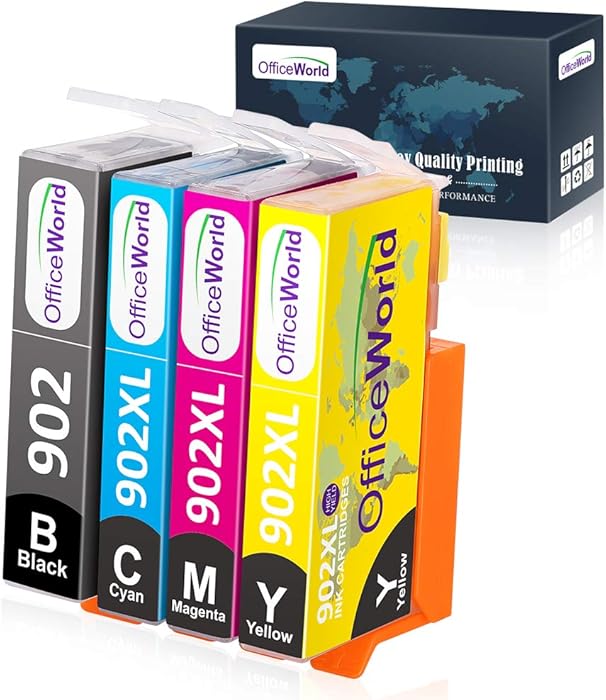 OfficeWorld Compatible Ink Cartridge Replacement for HP 902 902XL Works with HP OfficeJet Pro 6978 6968 6962 6958 6970 6960 6979 6950 6954 6975 6951 (Black Cyan Magenta Yellow, 4-Pack)