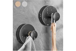 KWV 2024 New Suction Cup Hooks for Shower,Luxe Hold No-Drill Stainless Waterproof Suction Cup Hooks for Hanging up to 15lbs,Shower Hooks for Inside Shower for Bathroom,Mounting on Glass Doors-Black,2PCS