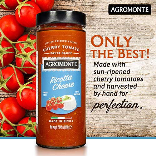 Agromonte Authentic Italian Cherry Tomato Pasta Sauce (Ricotta Cheese)- Taste of Italy Gourmet Foodie and Chef Gift - Certified Kosher, Gluten-Free, All Natural 20.46oz (2 pack)