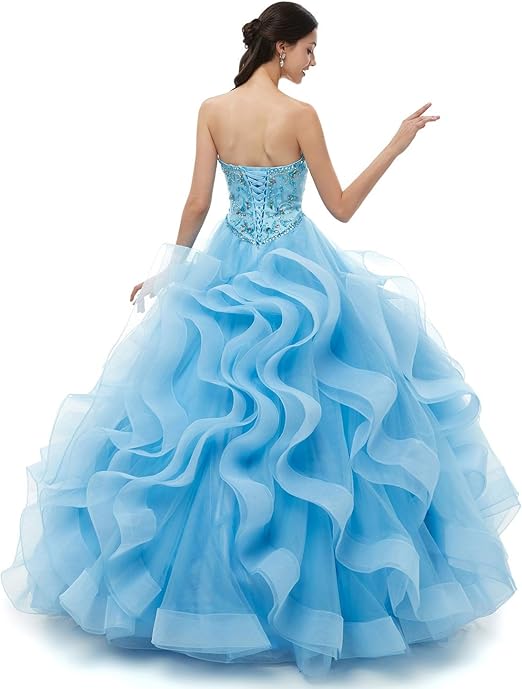 blue strapless gown