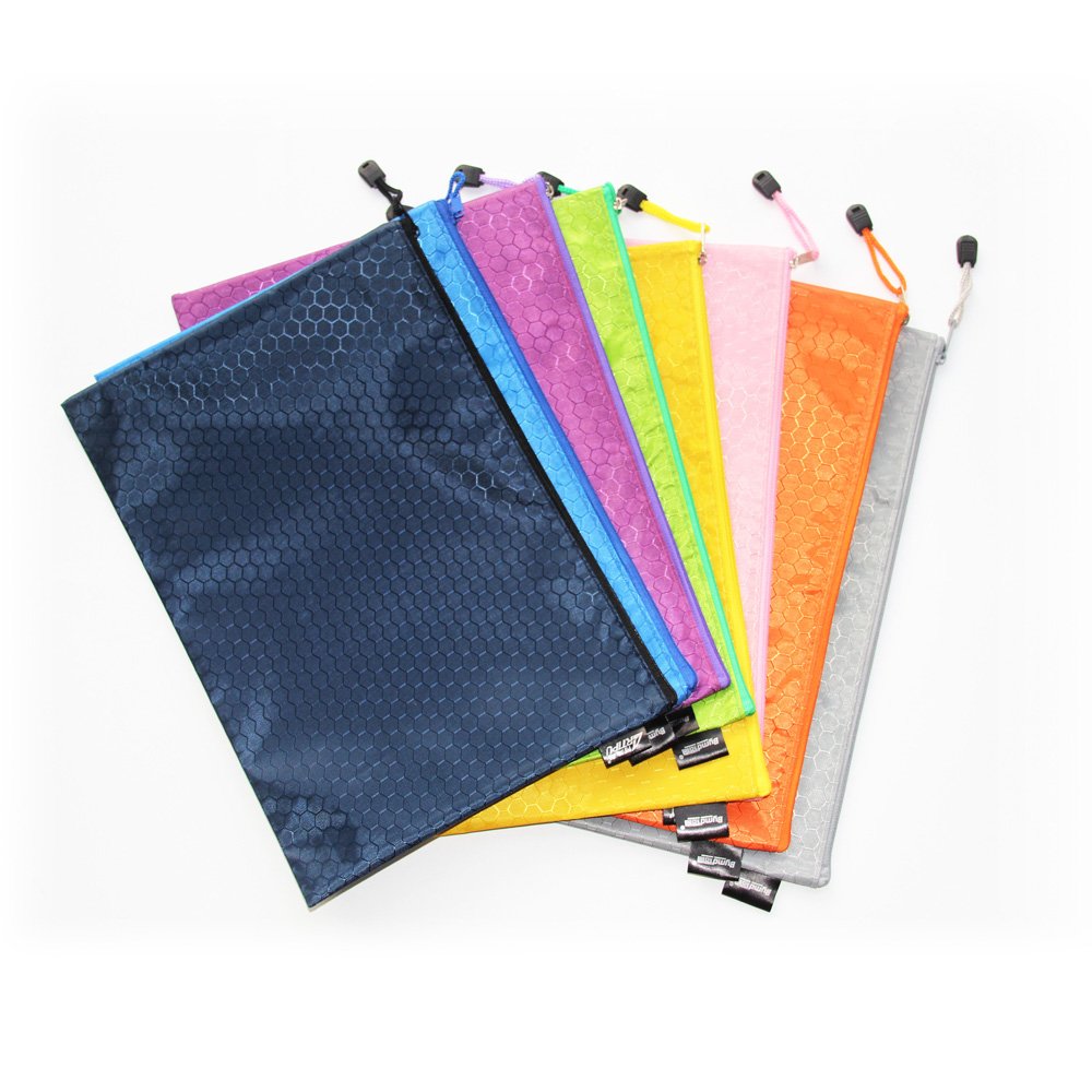 8 Pcs A4 Size Zipper File Bags File Holders 8 Colors