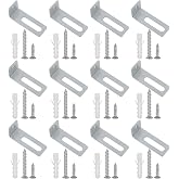 Xhziy 12 Sets White Board Hanging Kit with L-Shaped Mounting Brackets | Carbon Steel for Stable Support; Includes Screws and Expansion Tubes; Ideal for Office, Classroom, and Home Wall Installation