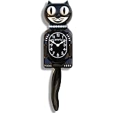 Black Miss Kitty-Cat Clock, Classic Black, 32cm from tip of The Tail to The top of The Ears, Classic