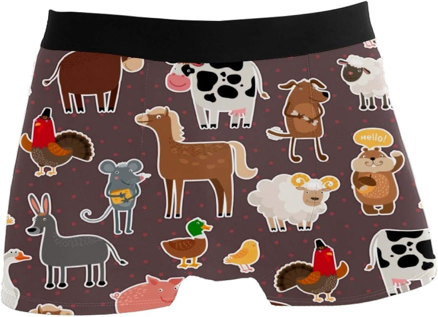 Farm Animal Pets Horse Rooster Mens Boxer Brief Shorts Underwear