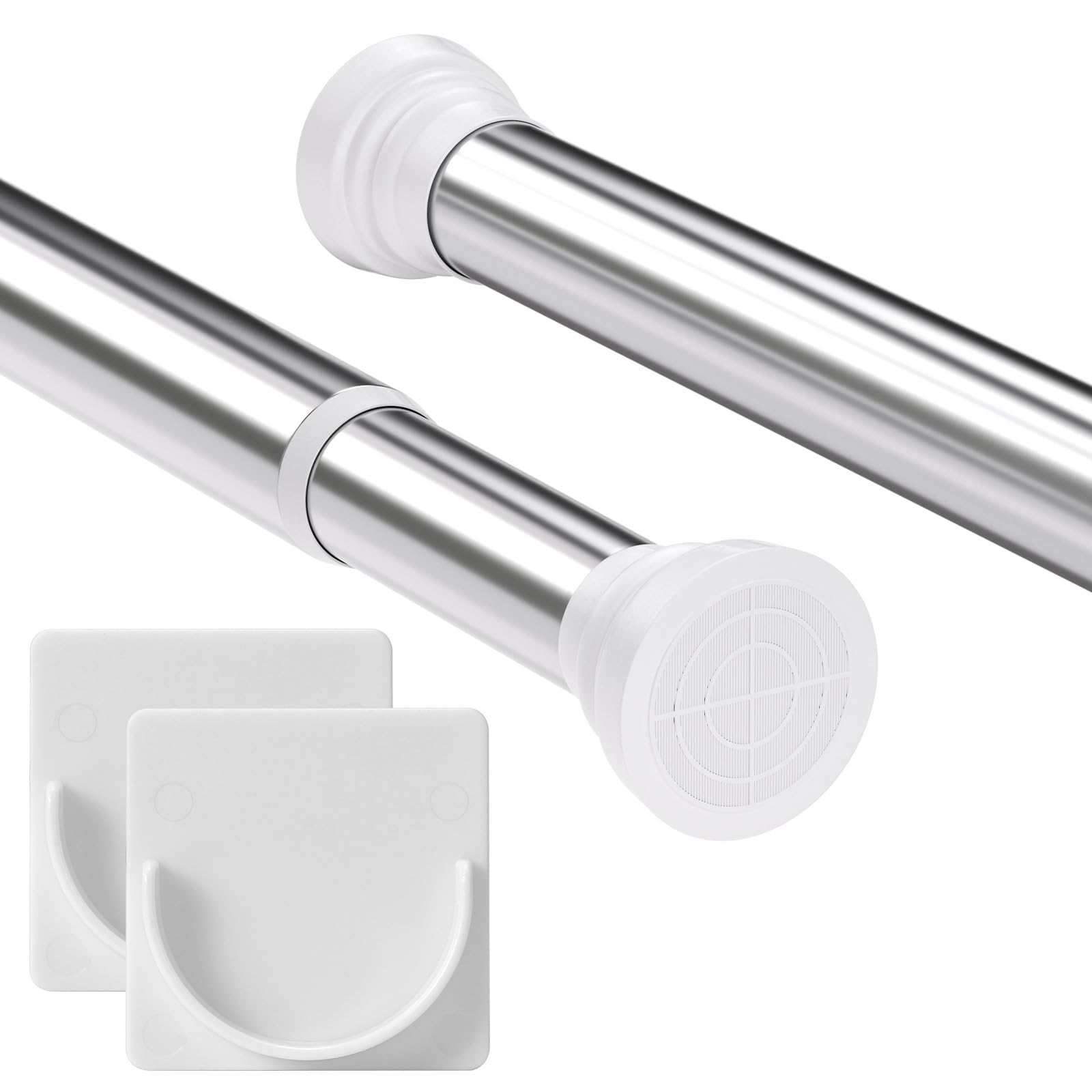 GOOWIN Shower Curtain Pole,80-165 cm Extendable Shower Curtain Pole,Non-Slip Shower Curtain Rod No Drilling & Rust-Resistance Metal Spring Tension Rod for Bathroom Wardrobe Window (1PC/Chrome)