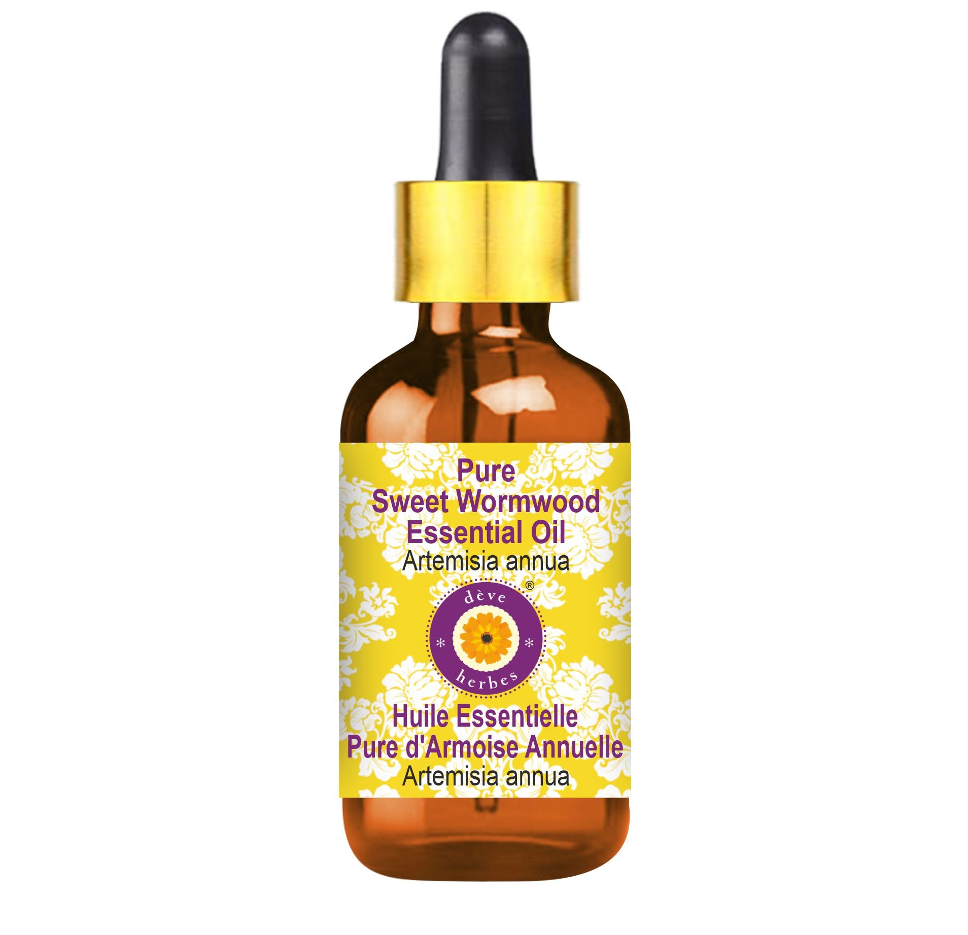 Deve Herbes Pure Sweet Wormwood Essential Oil with Glass Dropper Steam Distilled 100ml (3.38 oz)