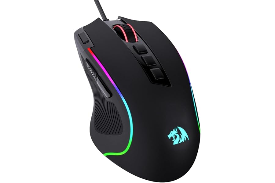 Redragon M612 Predator RGB Gaming Mouse, 8000 DPI Wired Optical Mouse with 11 Programmable Buttons & 5 Backlit Modes, Software Supports DIY Keybinds Rapid Fire Button