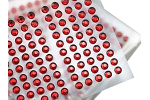 ALLSTARCO 3mm SS12 Red Self Adhesive Acrylic Rhinestones Plastic Face Gems Stick On Body Jewels for DIY Cards and Invitations Crafts Bling Sticker - 5 Sheets - 500PCS