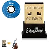 EkoBuy&reg; Bluetooth 4.0 USB Dongle Adapter for PC with Gold Plated USB, Bluetooth Transmitter and Receiver For Windows 10 / 8.1 / 8 / 7 / Vista - Plug and Play for Win 7 and above