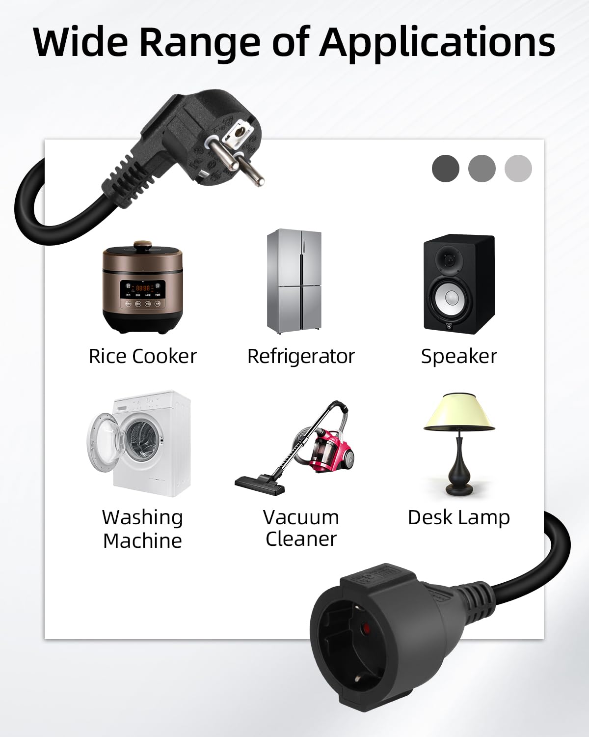 YANBORONSN 90 Grad Kurz Schuko Verlängerungskabel,3G1,5mm² mit Stecker auf Buchse Schutzkontakt Verlängerung Kabel Schwarz 6