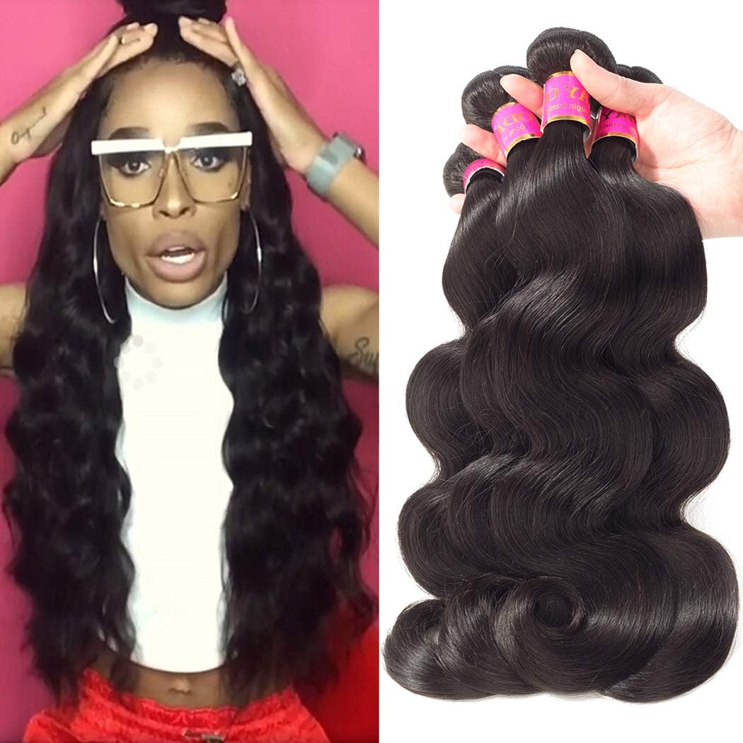 TodayOnly 10A Grade Peruvian Hair Body Wave 4 Bundles (16/18/20/22 inch) 100% Unprocessed Virgin Human Hair Peruvian Bundles Remy Weave Hair Bundles, Natural Black Color