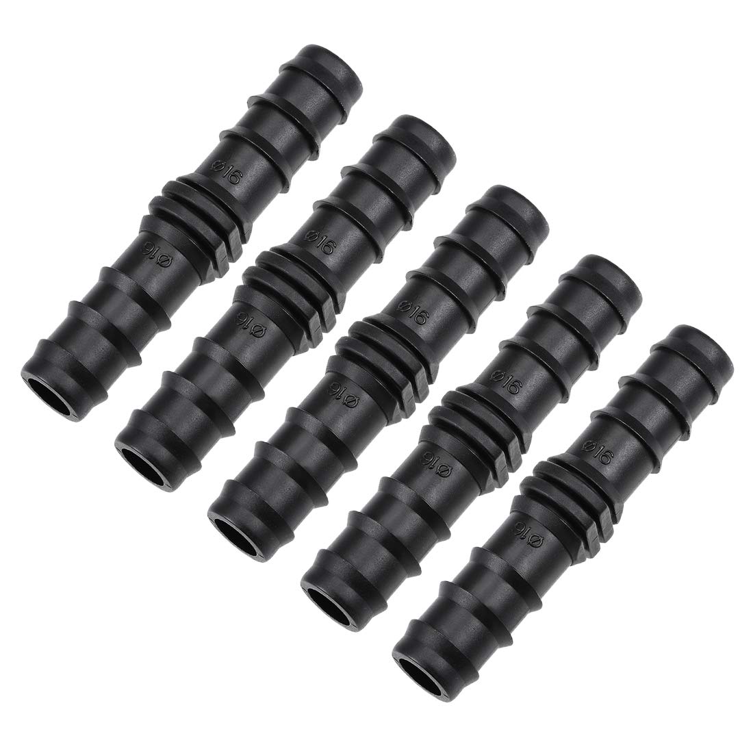 sourcing map Barb Drip Pipe Connector 16PE Hose Fitting Straight for Garden Agricultural Irrigation System, Plastic 5pcs