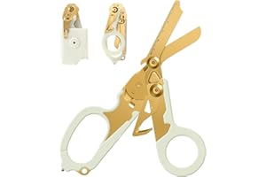 Kannino 6 In1 Emergency Response Shears Trauma Shears Multifunctional Self-Luminous Scissors with Strap Cutter and Glass Brea