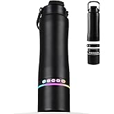 KAKULO Water Bottle with Portable Bluetooth Speaker - Modular Insulated Water Bottles w/Handle, BT5.3, TWS Pairing Speaker and Stainless Steel Cups for Camping Sports Beach (Black)