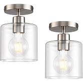 KLSS Brushed Nickel Semi Flush Mount Ceiling Light,Modern Ceiling Light Fixture for Closet Hallway Entryway Fixture Brushed Nickel Finish 2 Pack Dimmable