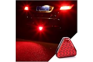 HIPOPY Car F1 Style Brake Light, LED Thrid Brake Light, Waterproof Rear Tail Flash Lamp, 19LEDs Triangle Auto Rear Brake Lamp for Motorcycle ATV Truck SUV (Red)
