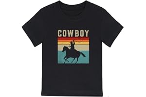 Cowboy Shirts for Boys Vintage Western Style Denim Graphic Cotton Crew Neck T-Shirt Size: 2-7 Years