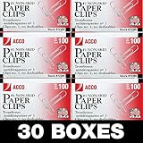 Acco Brands Paper Clips Economy, #1 Size, 3000 Paper Clips, 100 per Box, 30 Boxes (A7072330)