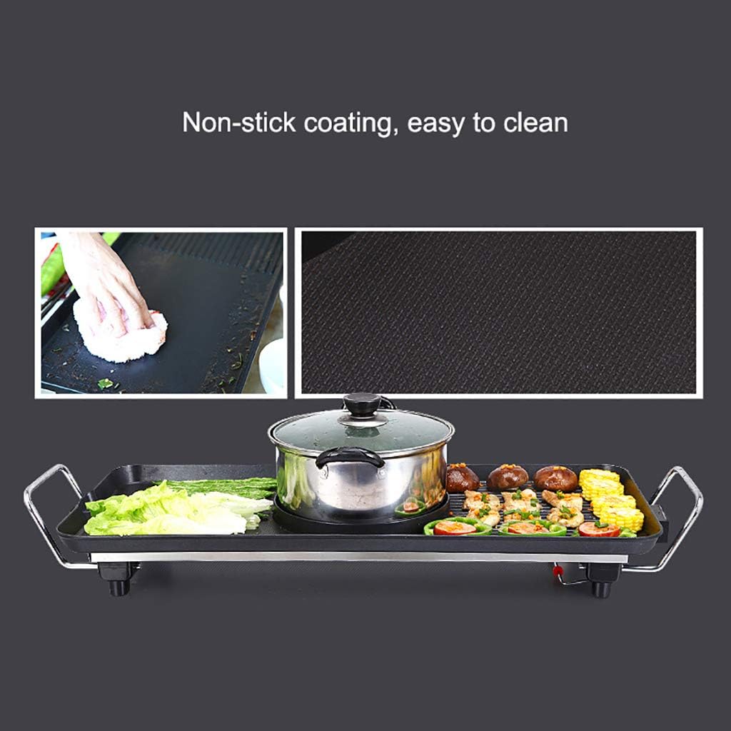 review Electric Grill Indoor Hot Pot Multifunctional, Indoor Teppanyaki Grill/Shabu Shabu Pot - Capacity for 2-6 People, Black