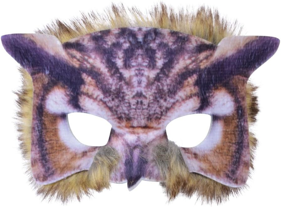 Forum Novelties X78697 Fur Mask Owl Face Realistic Look, unisex-adult, Multi-Colour, One Size, World Book Day