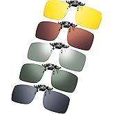Frienda 5 Pairs Polarized Clip On Sunglasses Rimless Flip Up Anti Glare Driving Glasses