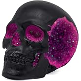 Black and Purple Resin Skull Figurine Statue. Good Gifts for Skull Lovers | Crystal Skull Figurine, Halloween Decoratian Gifts for Friends. Unique Gothic Decor.