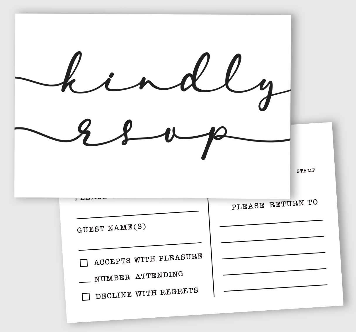 Inkdotpot RSVP Postcards (Set Of 50) 4"X6" Blank With Mailing Side,RSVP Reply Response Cards For Wedding Classy Script Style Print Return Cards