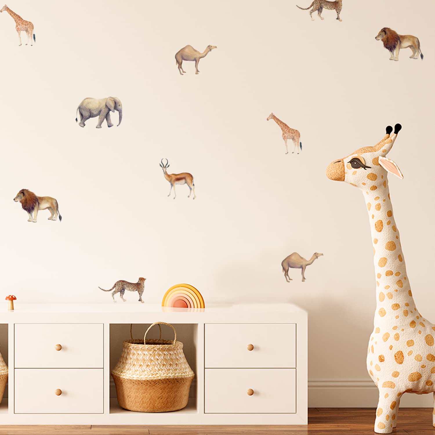 18Pcs Animals Boho Art Wall Decals, Peel and Stick Wall Stickers for Living Nursery Room Bedroom Wall Decor
