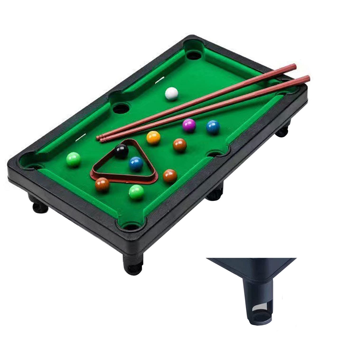YumSur Mini Pool Table Game,Billiards Table Pool Table Set 11 Balls 2 Cues and 1 Triangle,Portable Games Table Game,Stress Relief Tabletop Snooker Game Set Kids and Adults,GREEN (style 1)