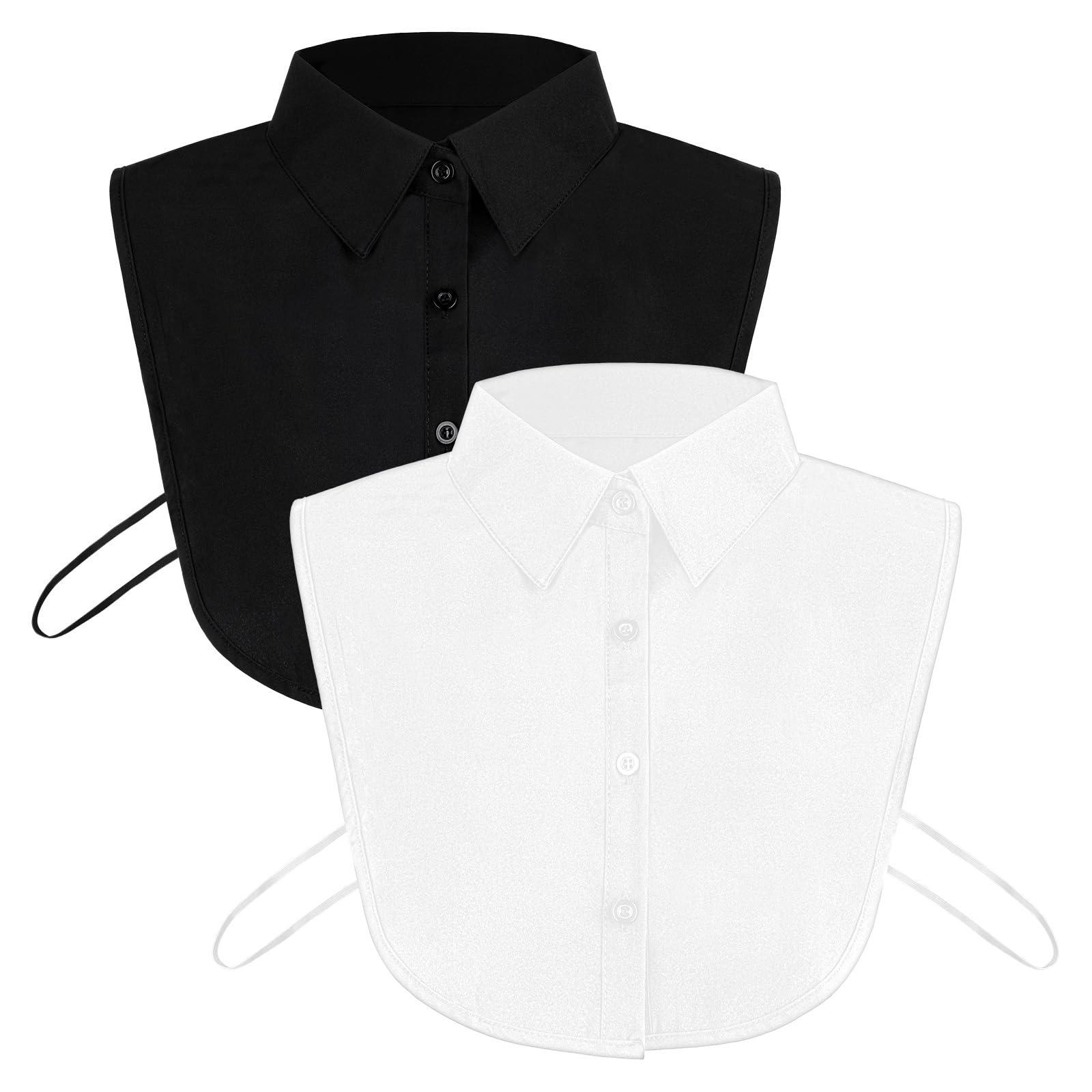 Photo 1 of *MINOR DAMAGE - USED*
LIQWEI 2 Pcs Detachable Collar Blouse for Women, Fake Collar White Collar Shirt Women, Shirt Extender Half False Blouse for Women (Black and White)