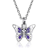 OutstandLong Butterfly Urn Necklaces for Human Ashes Memorial Cremation Women Keepsake Ashes Pendant Jewelry