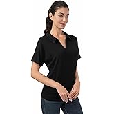 AmélieBoutik Women Polo Shirts Short Sleeve 2025 V Neck Business Dressy Casual Tops Summer Collared Trendy Tees