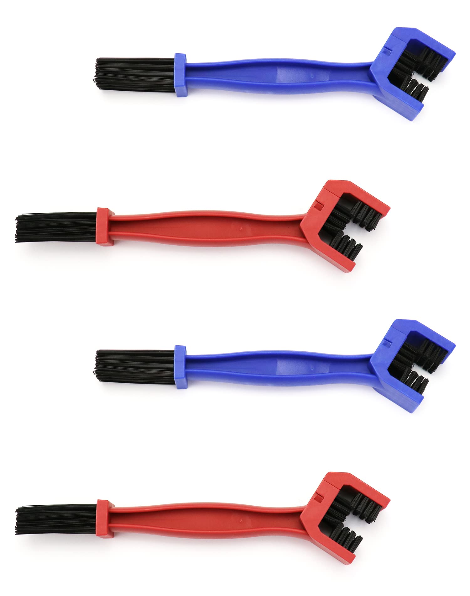 QWORK® 4 Pcs Motorcycle & Bicycle Chain Brush Gear Chain Cleaner Kit Maintenance Tool (Red, Blue)