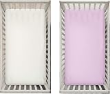 Dudu N Girlie Jersey Cotton Travel Cot Fitted Sheets 65x95cm 2-Piece Cream Pink
