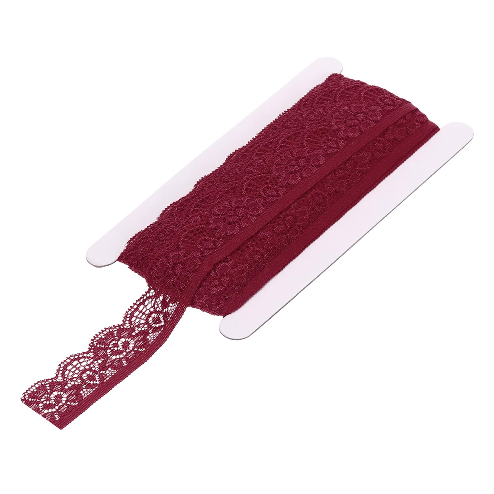 Photo 1 of MECCANIXITY Lace Trim Vintage Crochet 0.98" x 10yards Wine Red Stretch Lace Ribbon for DIY Scrapbooking Clothes Fabric Wedding Decoration Gift Wrap