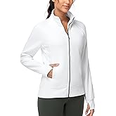 THE GYM PEOPLE Women's Full Zip Up Workout Sweatshirts Fleece Stand Collar Fall Jackets with Pockets Thumb Hole