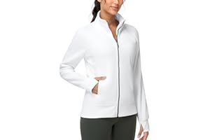 THE GYM PEOPLE Women's Full Zip Up Workout Sweatshirts Fleece Stand Collar Fall Jackets with Pockets Thumb Hole