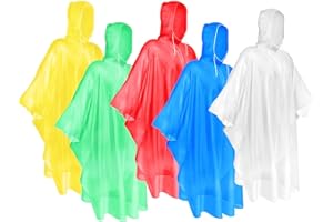 TORASO Rain Poncho with Hood for Adults, Disposable Rain Poncho Adult Emergency Raincoats, Multi Colors（YP-Color-6）