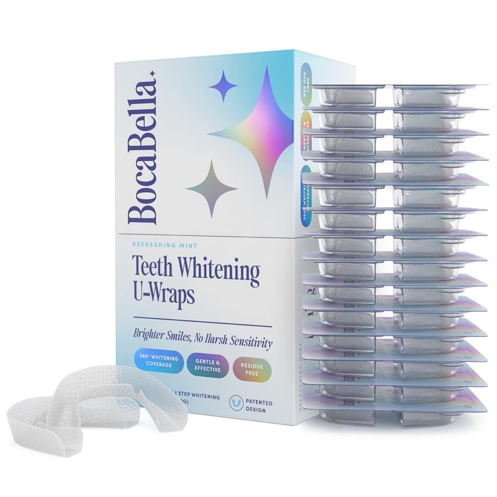 Photo 1 of ***MISSING 4 PIECES*** Boca Bella Teeth Whitening U-Wraps – 10 Treatments – 15% Hydrogen Peroxide, Enamel-Safe, No Harsh Sensitivity – Patented Strip Design with Aloe, Calendula & Peppermint – Fast, Even Whitening
